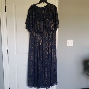 SHEIN Blue Flutter Sleeve Maxi Gown